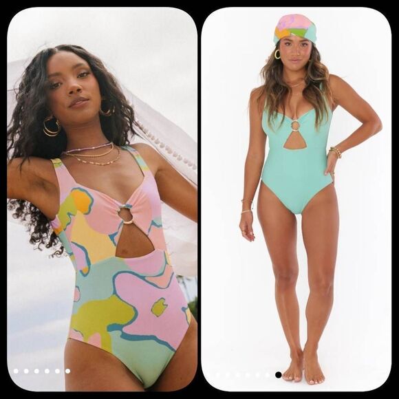 NWOT Show Me Your MuMu Summer One Piece Reversable Swimsuit Size Small - Picture 2 of 6